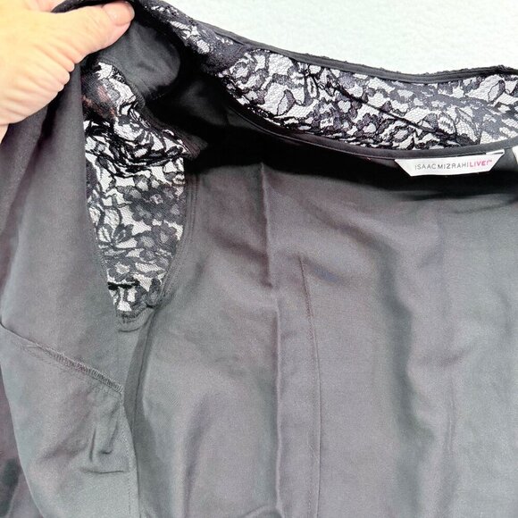 Isaac Mizrahi Black Lace Cardigan Button Up Top Career Event Whimsigoth Womens M - Picture 8 of 13